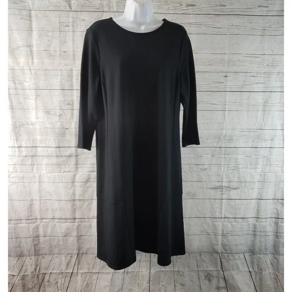 J. Jill | Dresses | J Jill Womens Ponte Dress Sz Medium Solid Black 34  Sleeve | Poshmark